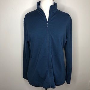 Woolrich Lightweight Zip Up Embroidered Casual Jacket Blue Blueberry L